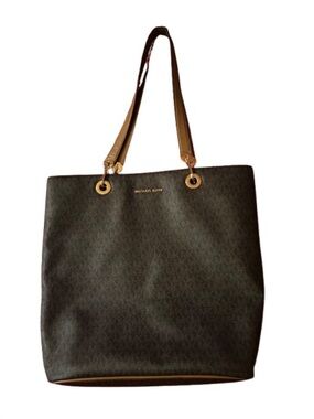 Michael Kors brown Logo Tote with Tan Straps and gold hardware - excellent